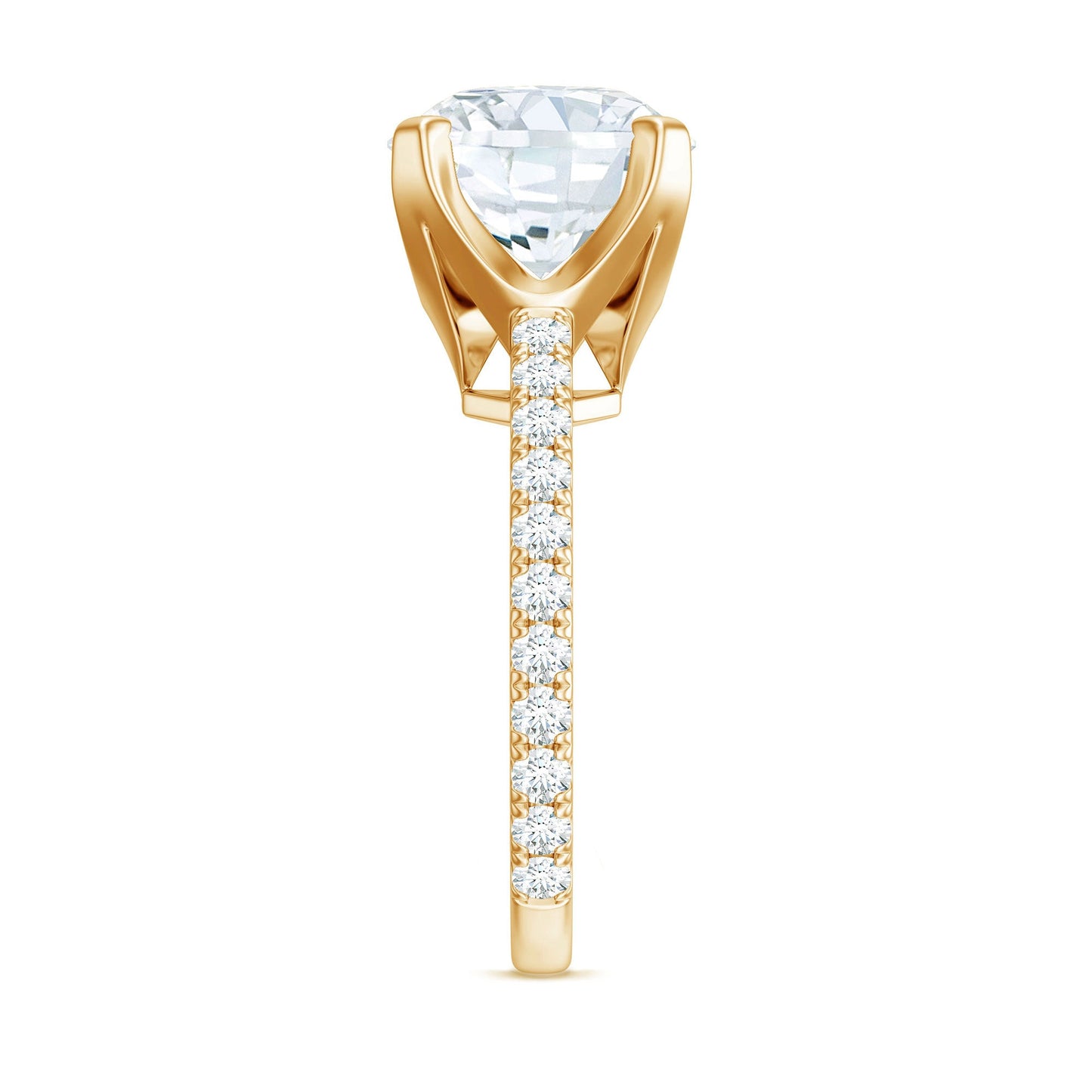 Round 4.4 Carat Moissanite Solitaire Engagement Ring with Side Stones