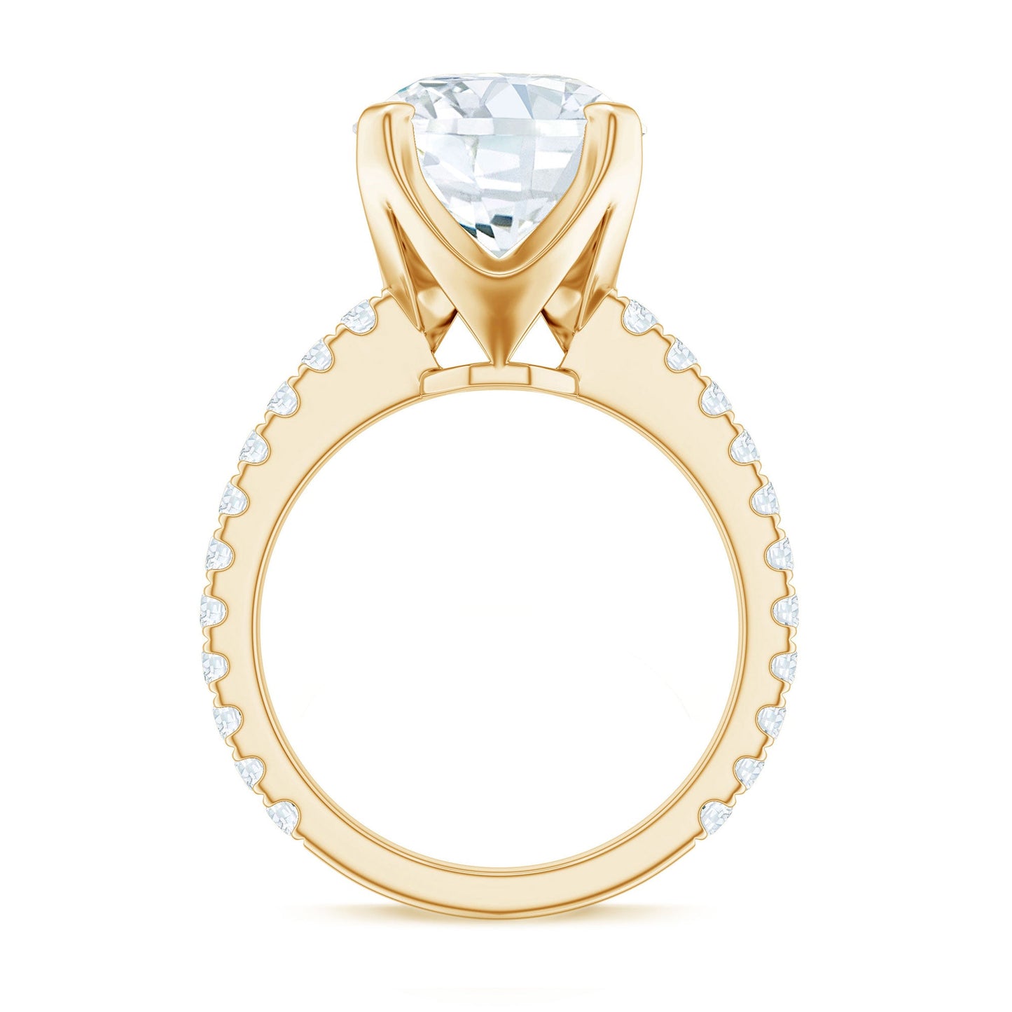 Round 4.4 Carat Moissanite Solitaire Engagement Ring with Side Stones
