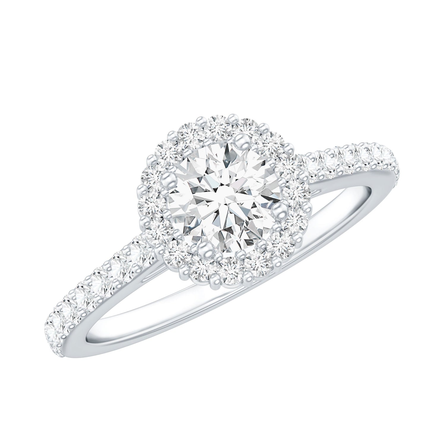 Classic Moissanite Halo Engagement Ring
