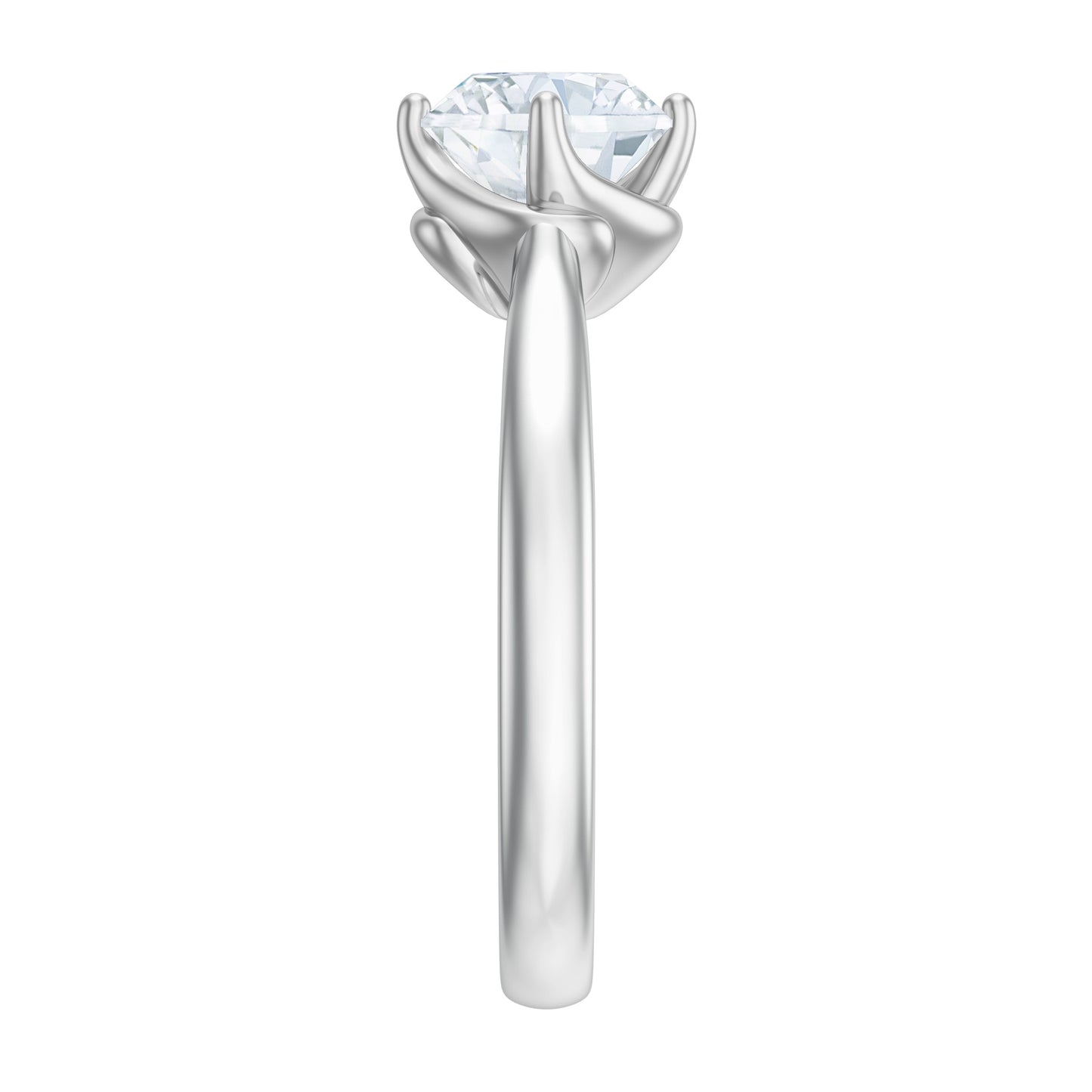 Twisted Prong Set Solitaire Moissanite Engagement Ring with Certificate
