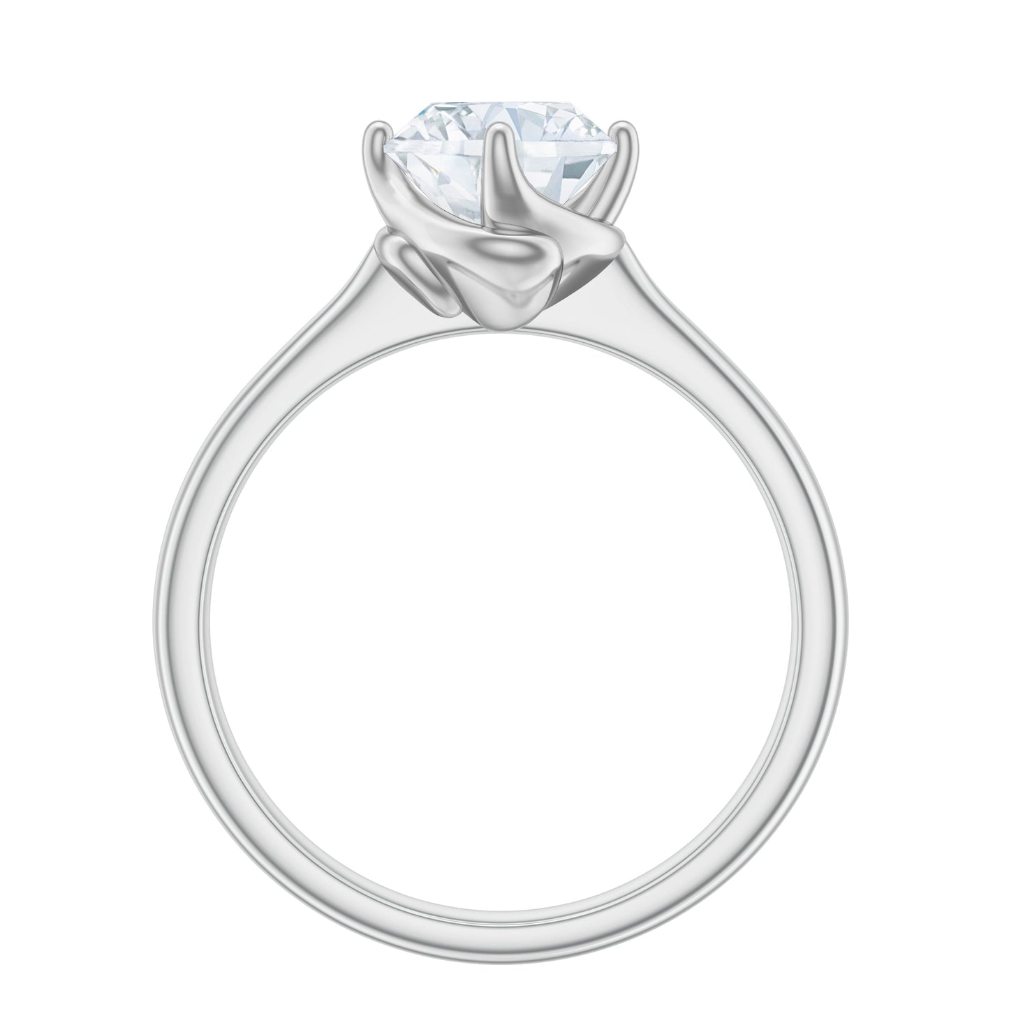 Twisted Prong Set Solitaire Moissanite Engagement Ring with Certificate