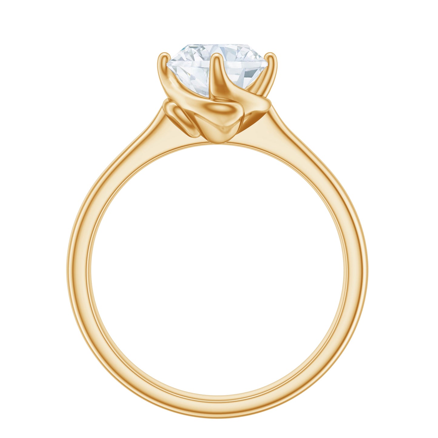 Twisted Prong Set Solitaire Moissanite Engagement Ring with Certificate