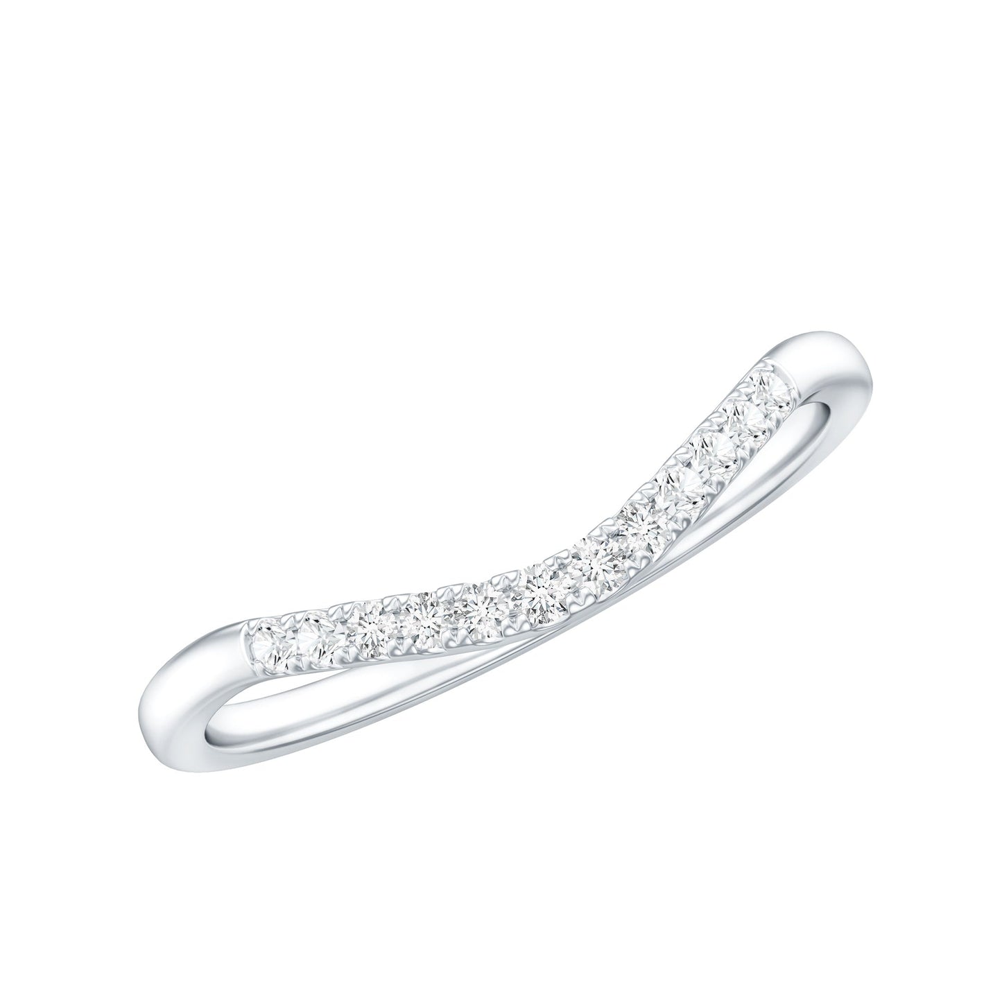 Curved Stackable Ring with Certified Moissanite