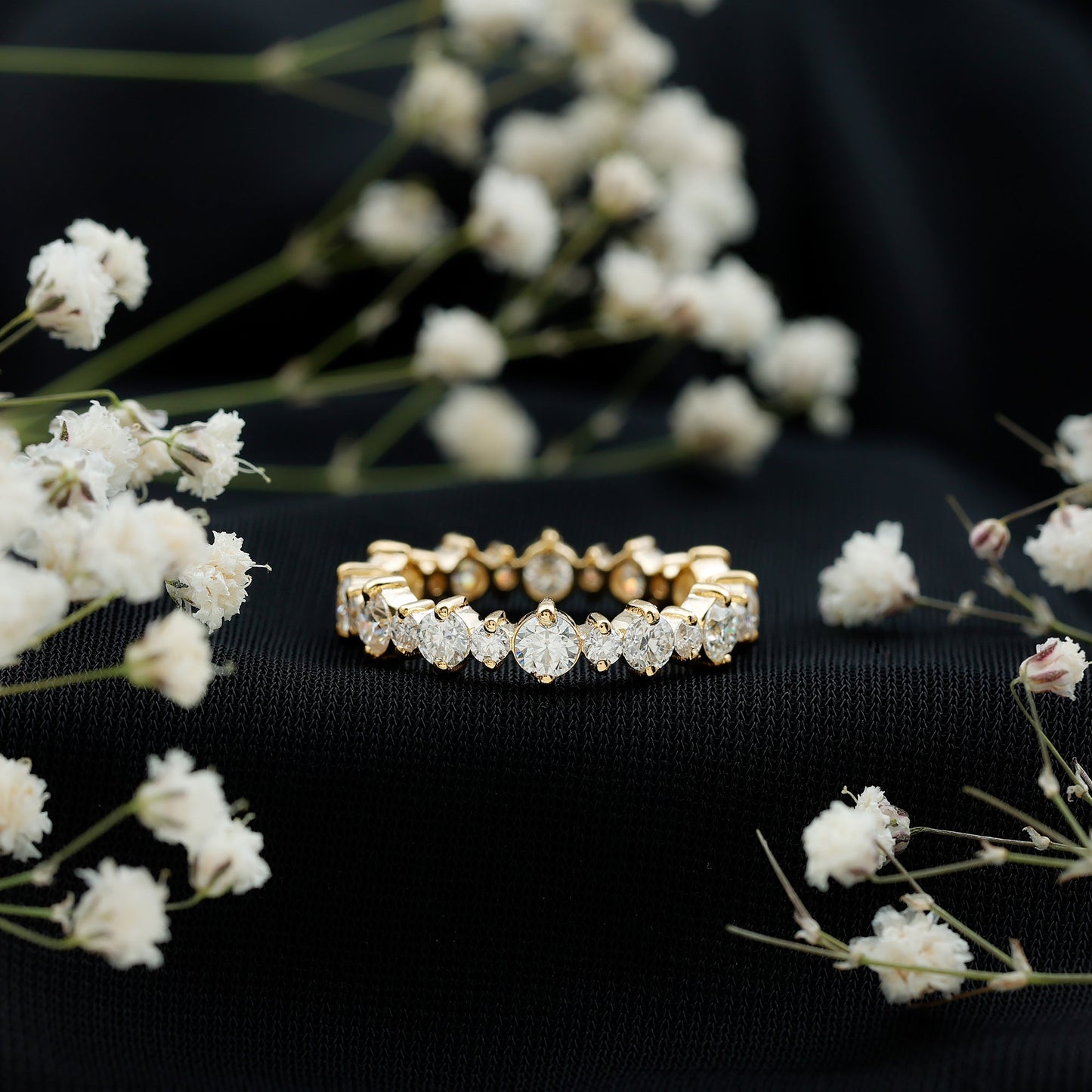 Round Certified Moissanite Stackable Eternity Ring For Women