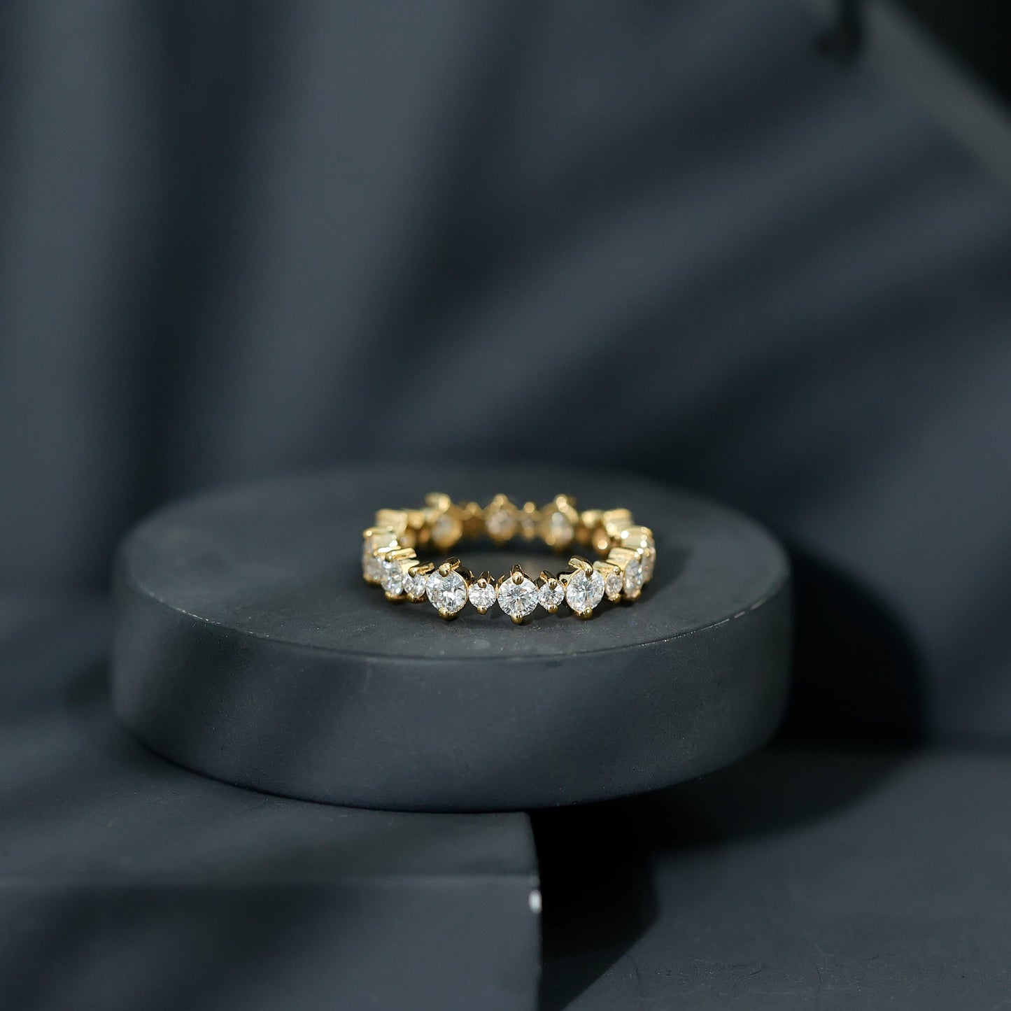 Round Certified Moissanite Stackable Eternity Ring For Women