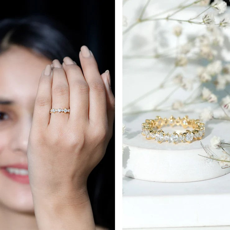 Round Certified Moissanite Stackable Eternity Ring For Women