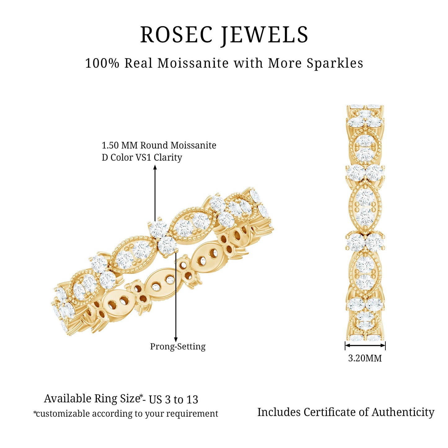 Designer Moissanite Eternity Ring for Women