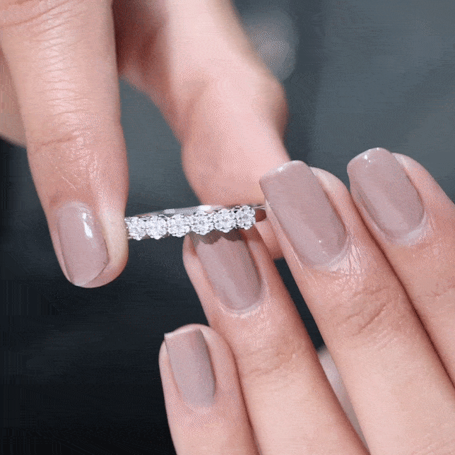Minimalist Moissanite Flower Wedding Band for Women