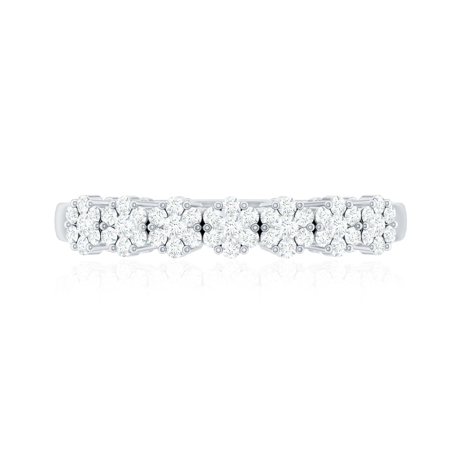 Minimalist Moissanite Flower Wedding Band for Women