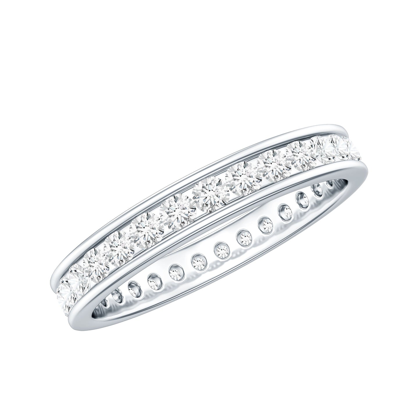Channel Set Round Moissanite Full Eternity Band Ring