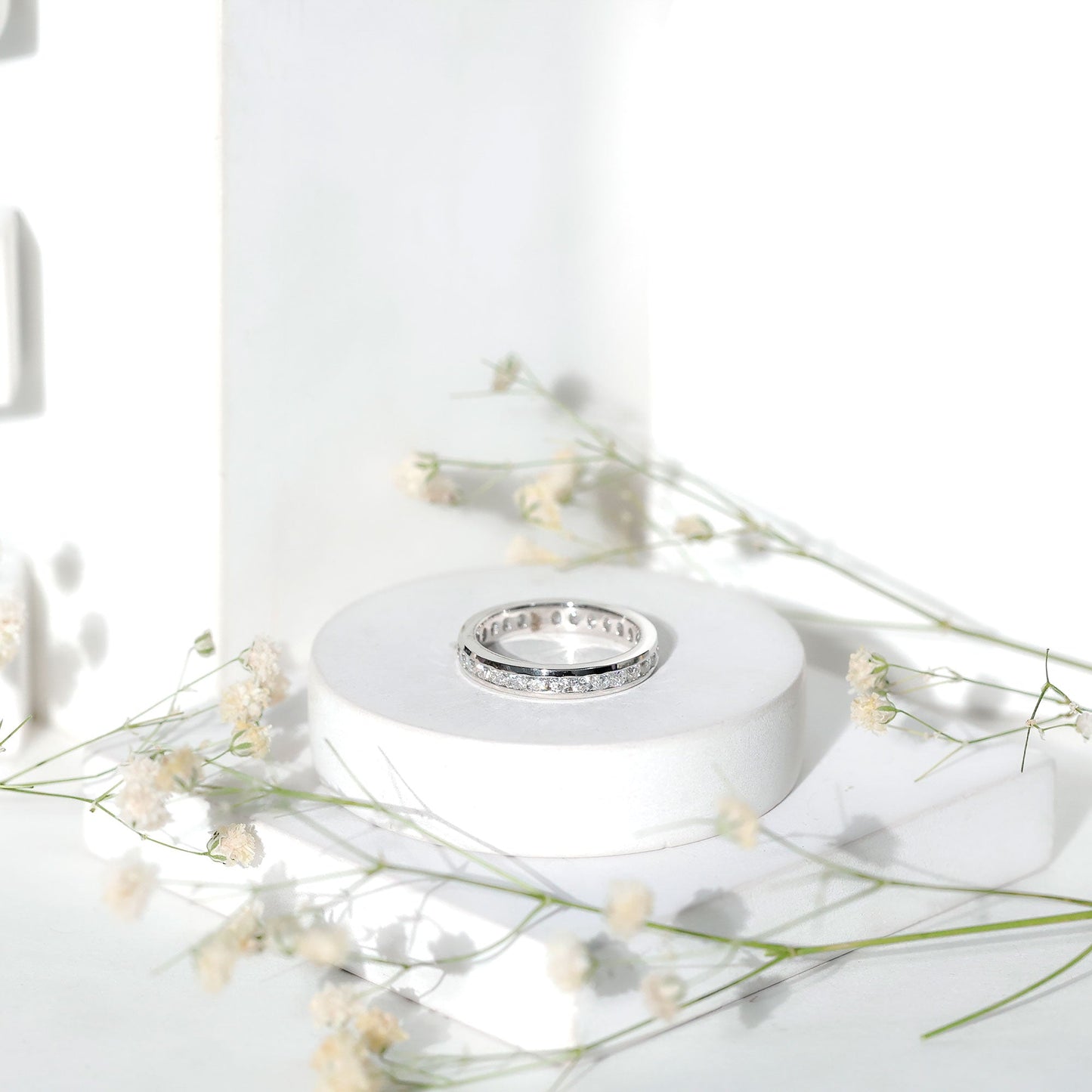 Channel Set Round Moissanite Full Eternity Band Ring