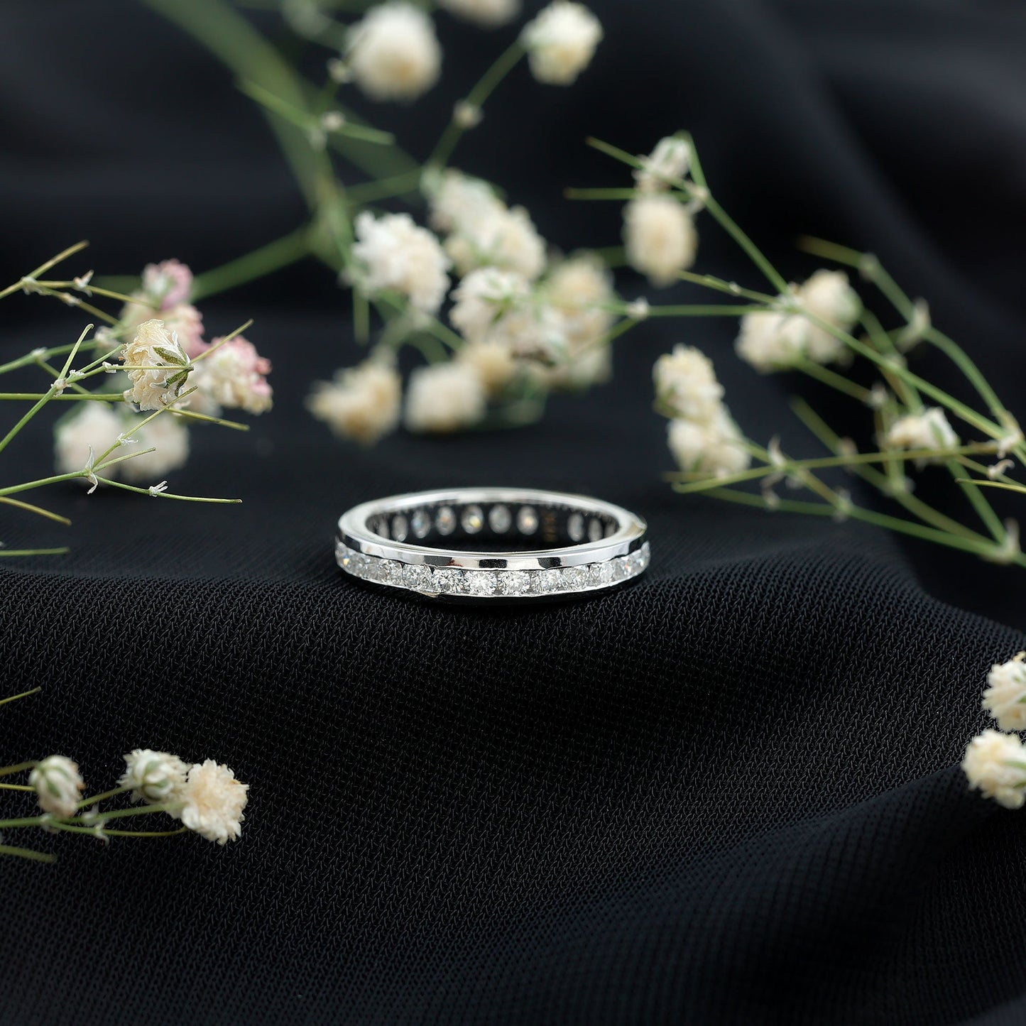 Channel Set Round Moissanite Full Eternity Band Ring