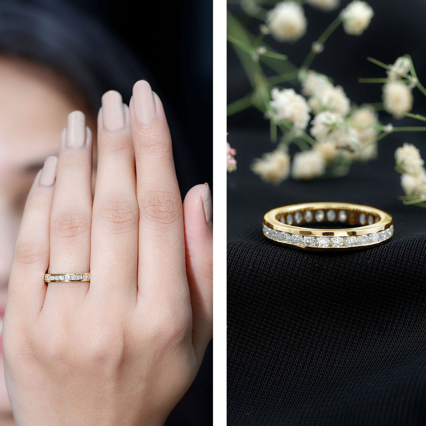 Channel Set Round Moissanite Full Eternity Band Ring