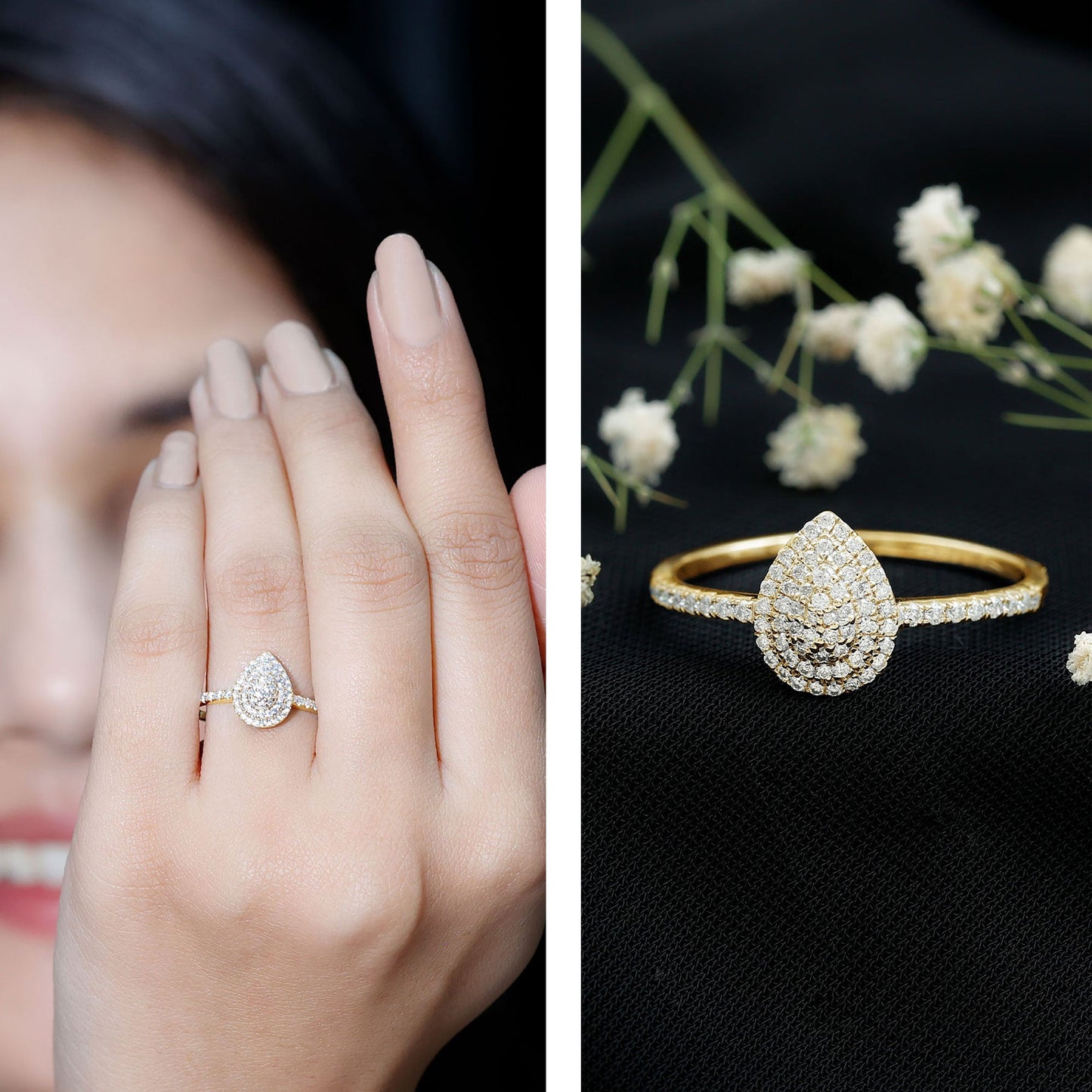 Diamond Pear Shaped Engagement Ring