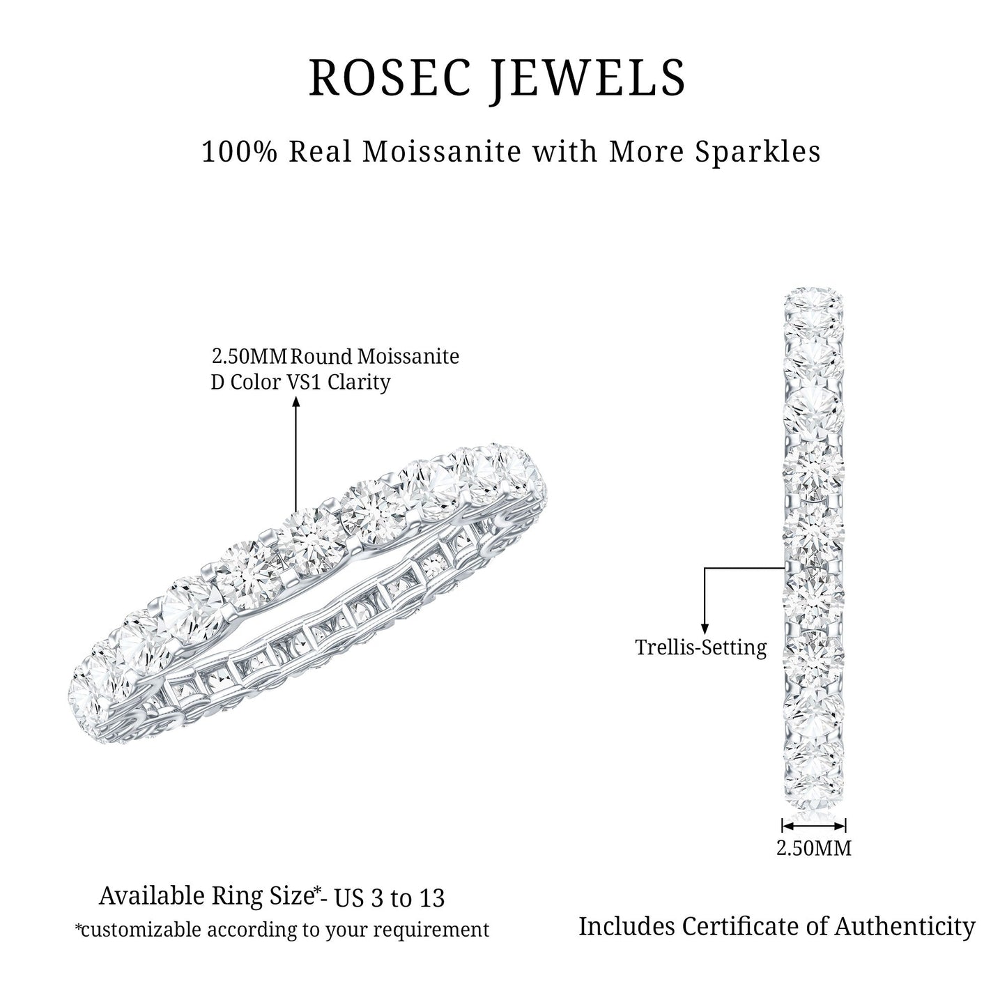 Brilliant Cut Moissanite Eternity Wedding Ring for Women
