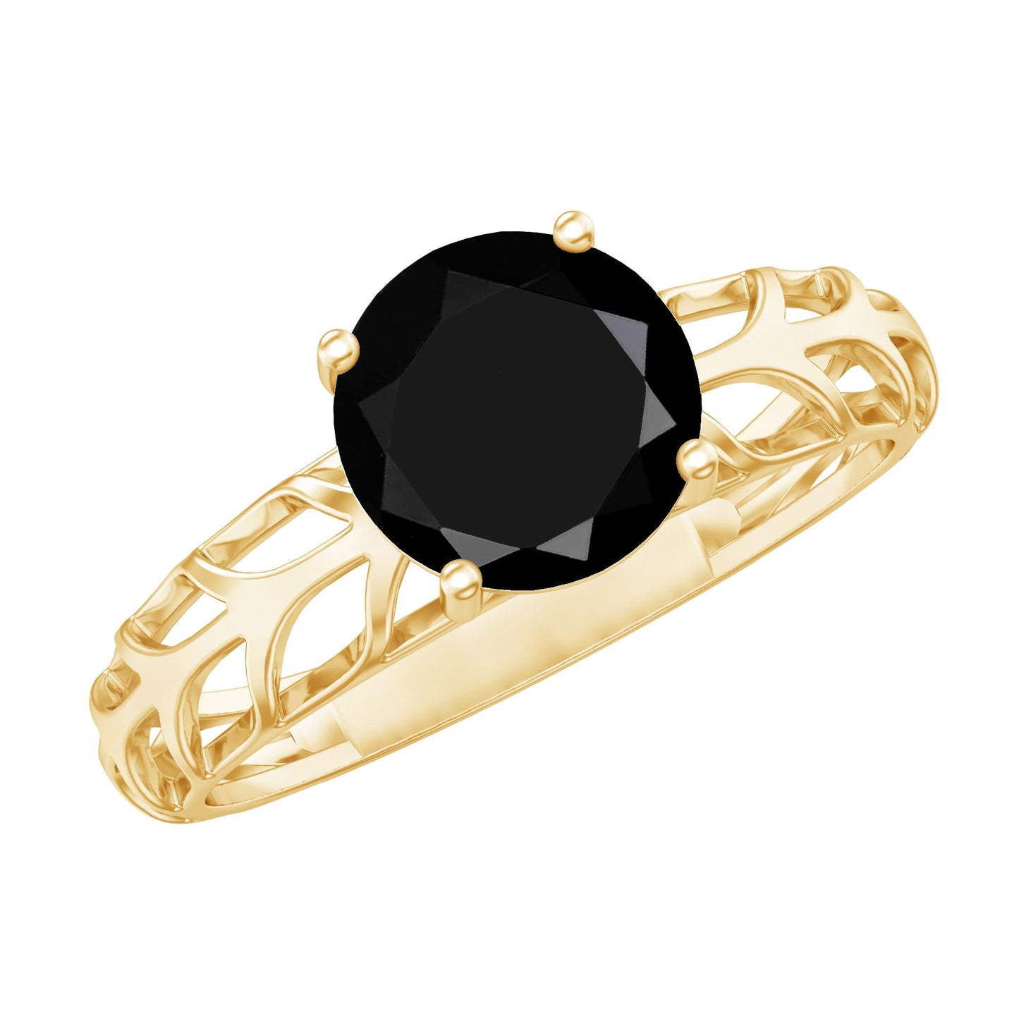 2 Carat Round Lab Grown Black Diamond Solitaire Engagement Ring