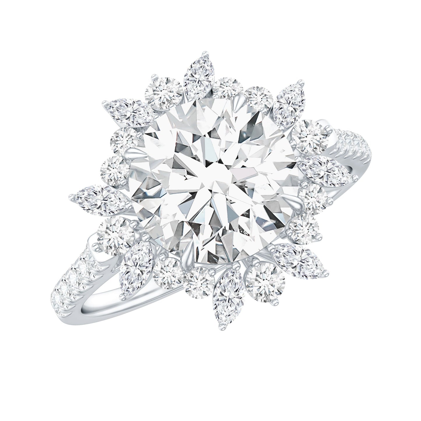 Certified Round Moissanite Halo Engagement Ring for Her