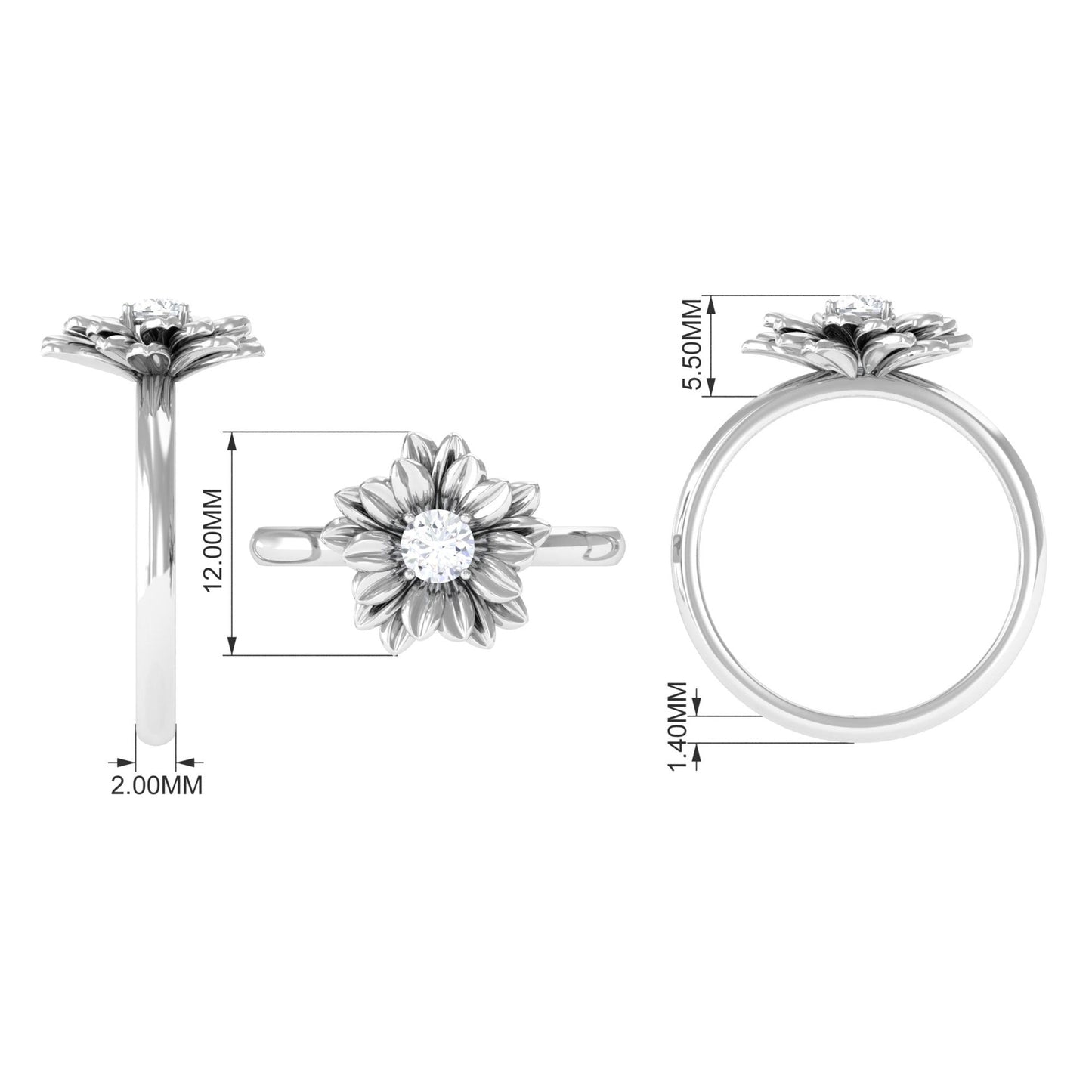 Certified Real Diamond Floral Engagement Ring