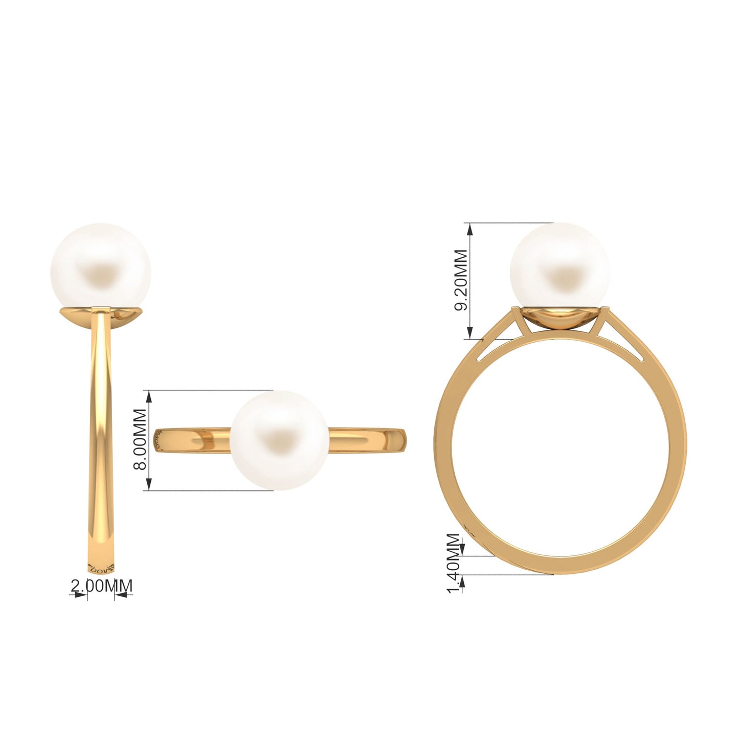 7.4 Carat Freshwater White Pearl Solitaire Engagement Ring