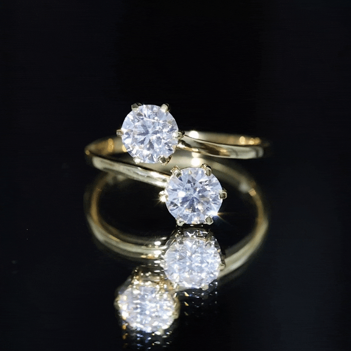 7 MM Round Certified Moissanite Toi et Moi Engagement Ring