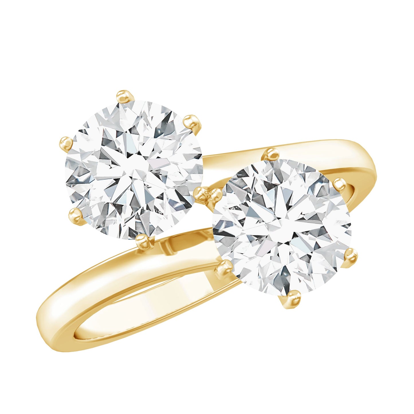 7 MM Round Certified Moissanite Toi et Moi Engagement Ring