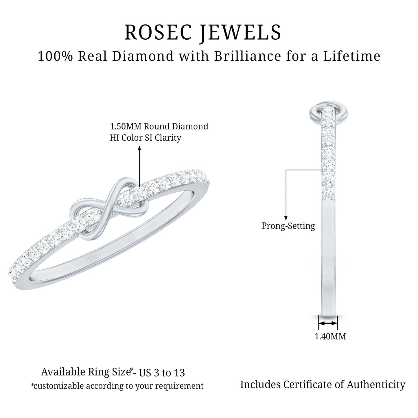 Brilliant Cut Diamond Infinity Promise Ring For Women