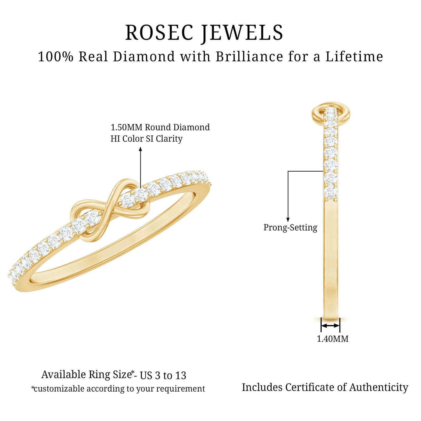 Brilliant Cut Diamond Infinity Promise Ring For Women