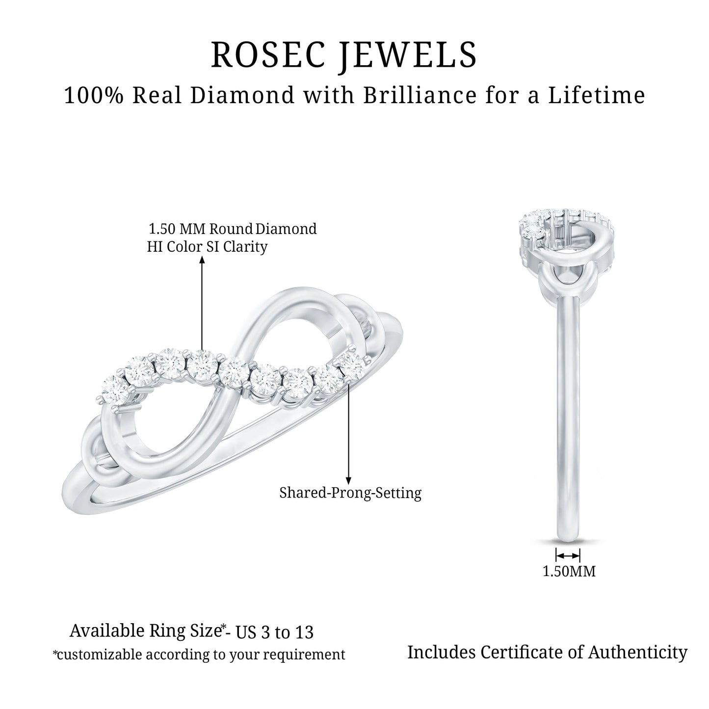 Certified Prong Set Diamond Infinity Promise Ring