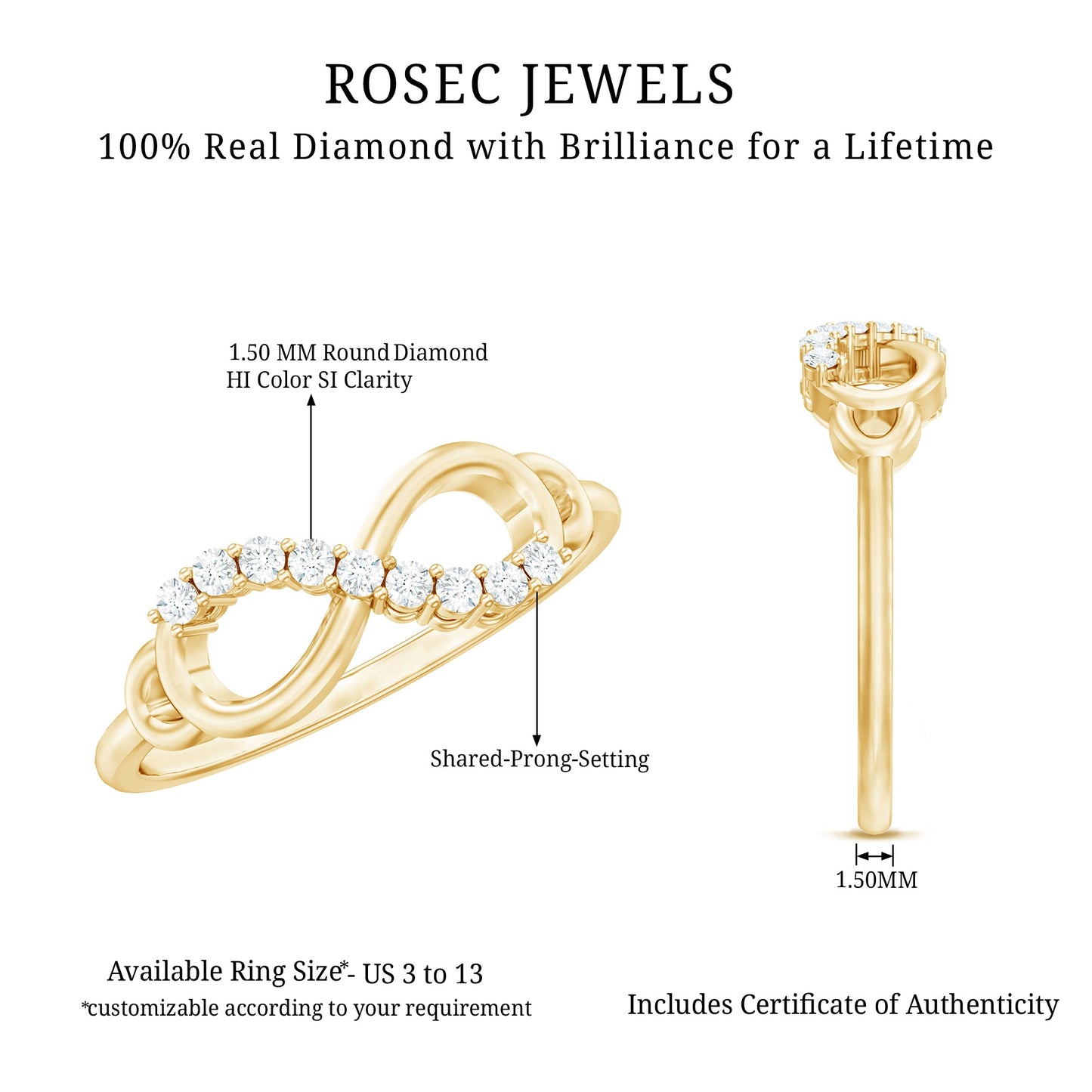 Certified Prong Set Diamond Infinity Promise Ring