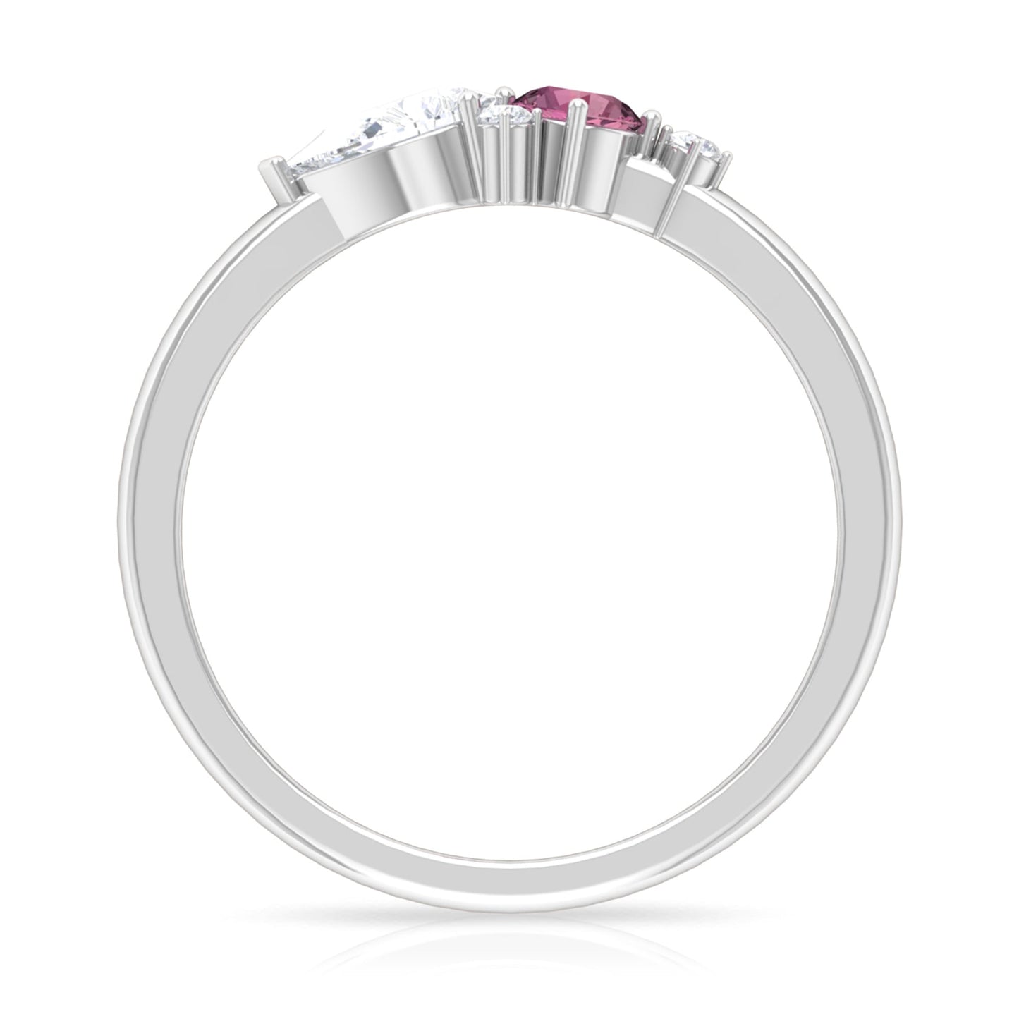 Pink Tourmaline and Moissanite Cluster Promise Ring