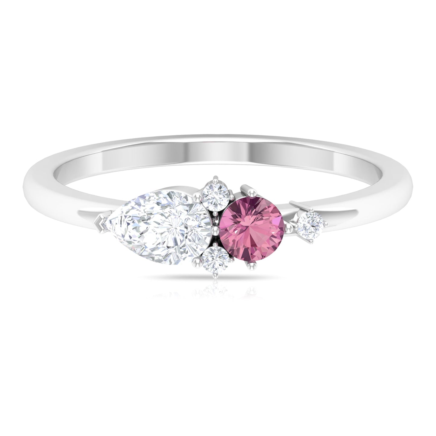 Pink Tourmaline and Moissanite Cluster Promise Ring
