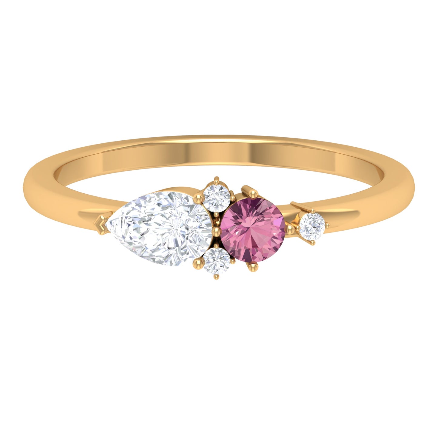 Pink Tourmaline and Moissanite Cluster Promise Ring