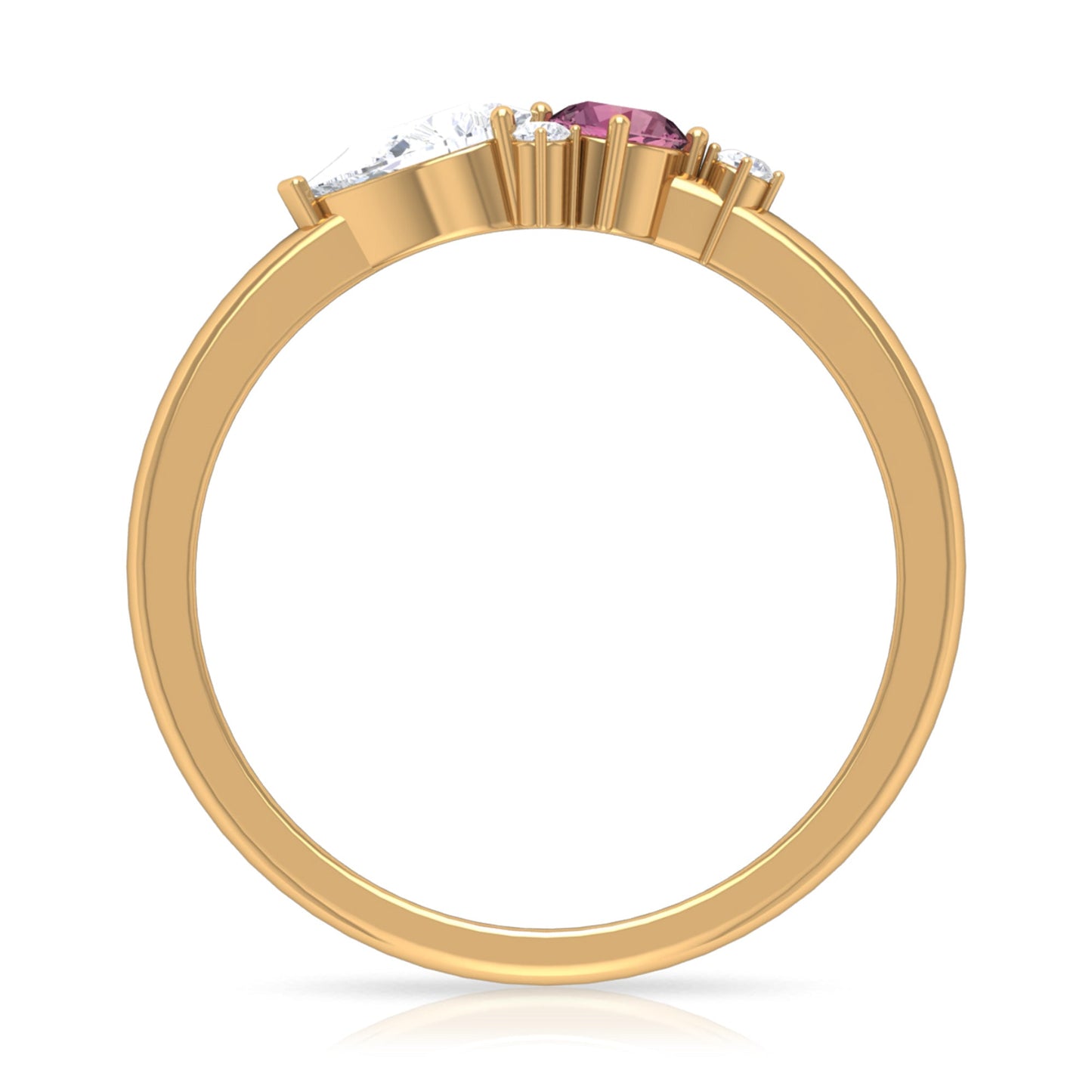 Pink Tourmaline and Moissanite Cluster Promise Ring