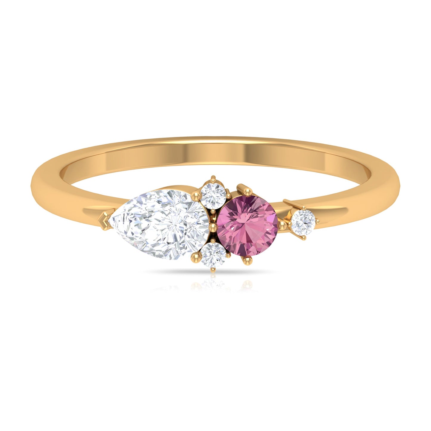 Pink Tourmaline and Moissanite Cluster Promise Ring