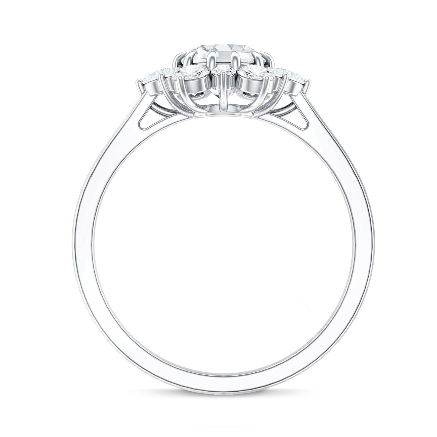 Claw Set Moissanite Halo Engagement Ring with Certificate