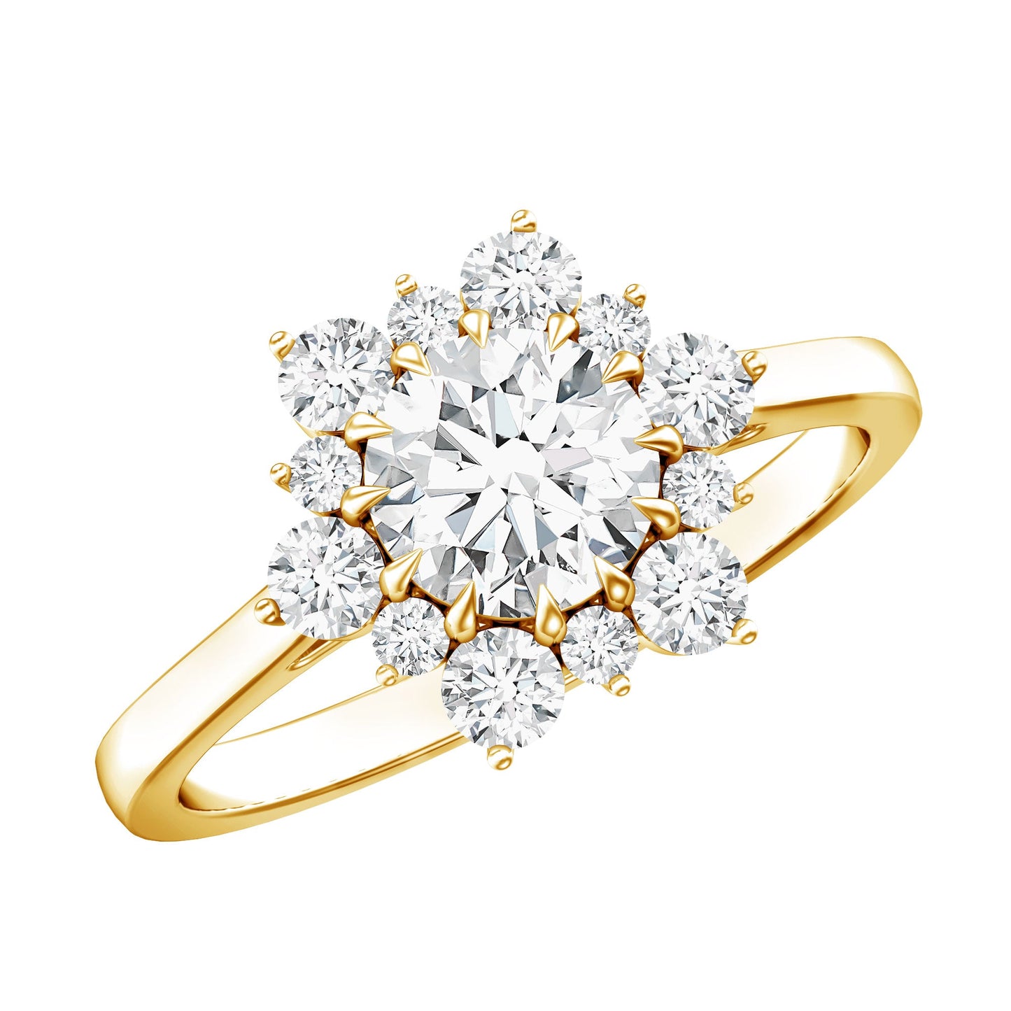 Claw Set Moissanite Halo Engagement Ring with Certificate
