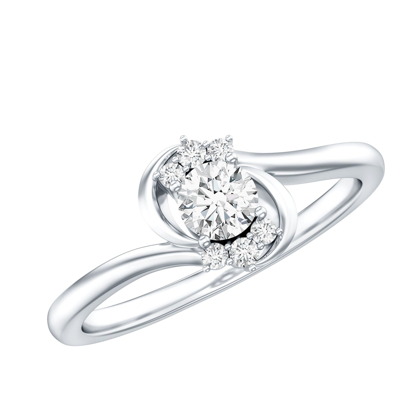 Certified Real Diamond Promise Ring with Bypass Shank