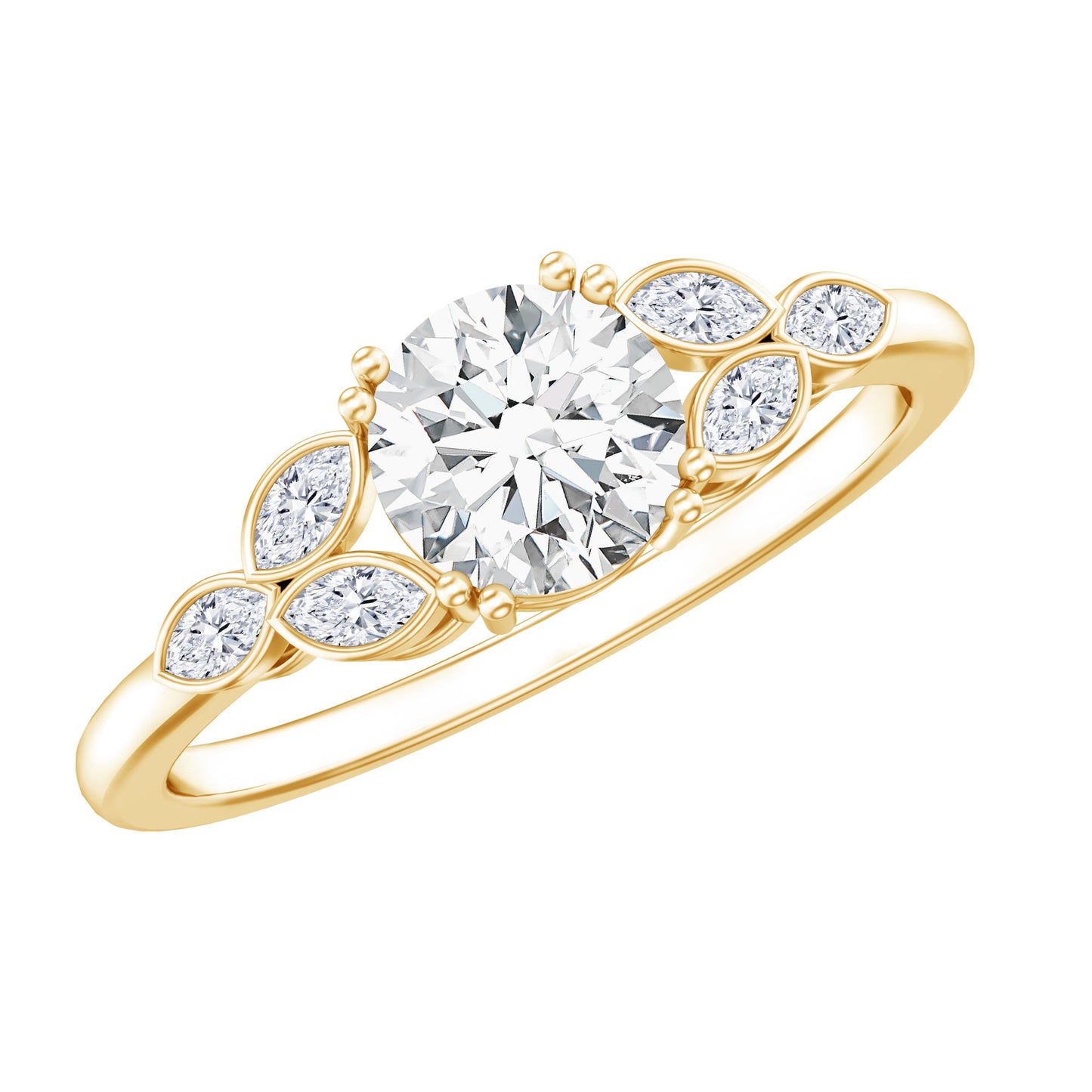 Certified Moissanite Solitaire Engagement Ring with Trio