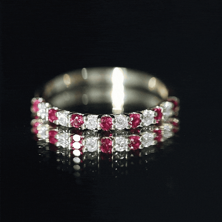 Lab Created Ruby and Diamond Stackable Band Ring