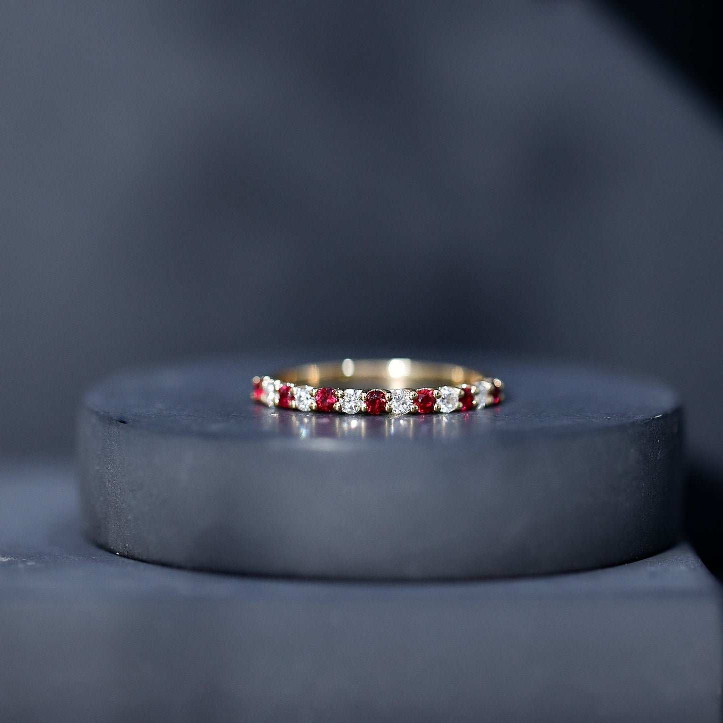 Lab Created Ruby and Diamond Stackable Band Ring