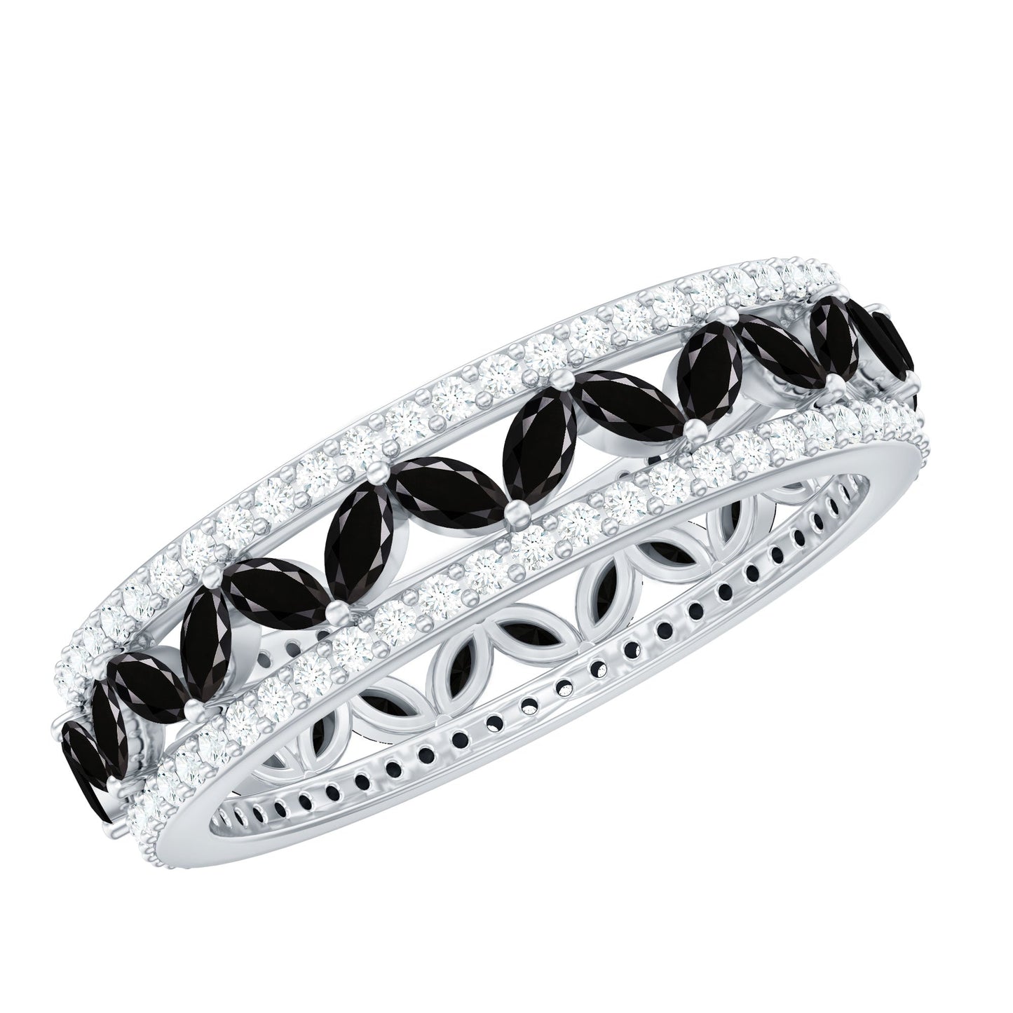 Certified Lab Grown Black Diamond Wedding Band Ring with Moissanite