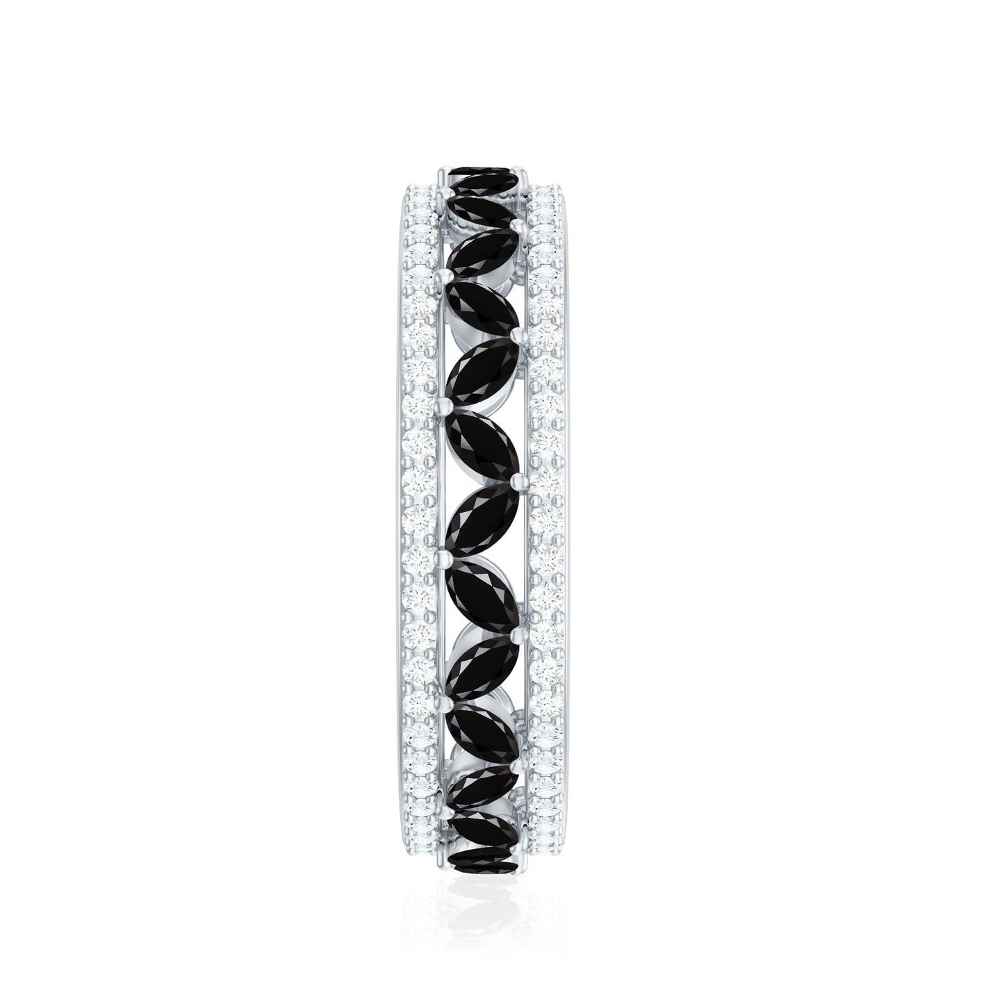 Certified Lab Grown Black Diamond Wedding Band Ring with Moissanite