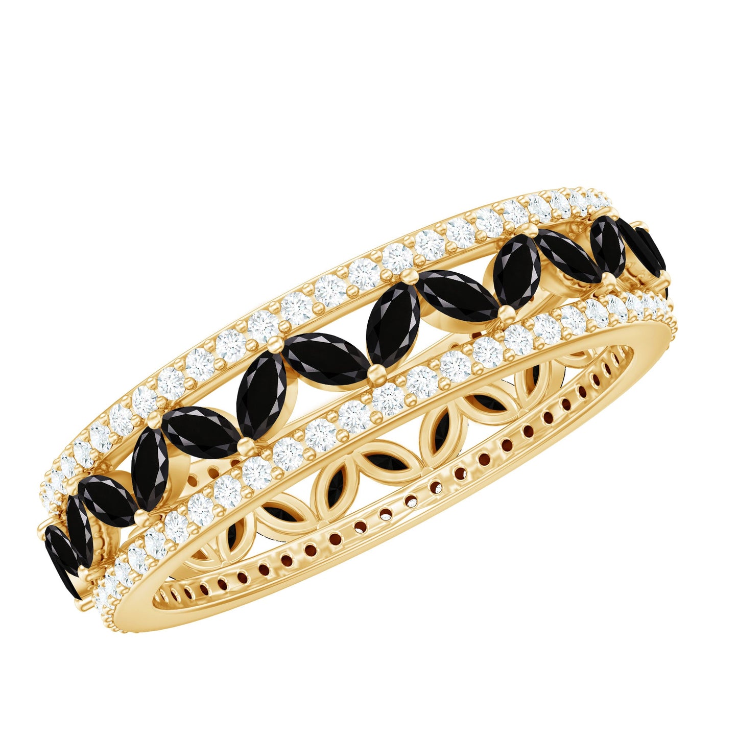 Certified Lab Grown Black Diamond Wedding Band Ring with Moissanite
