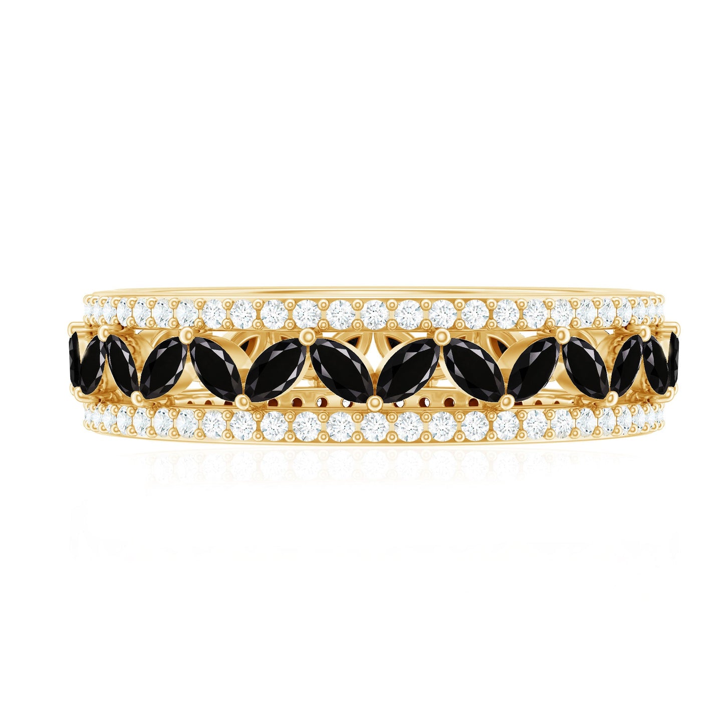 Certified Lab Grown Black Diamond Wedding Band Ring with Moissanite