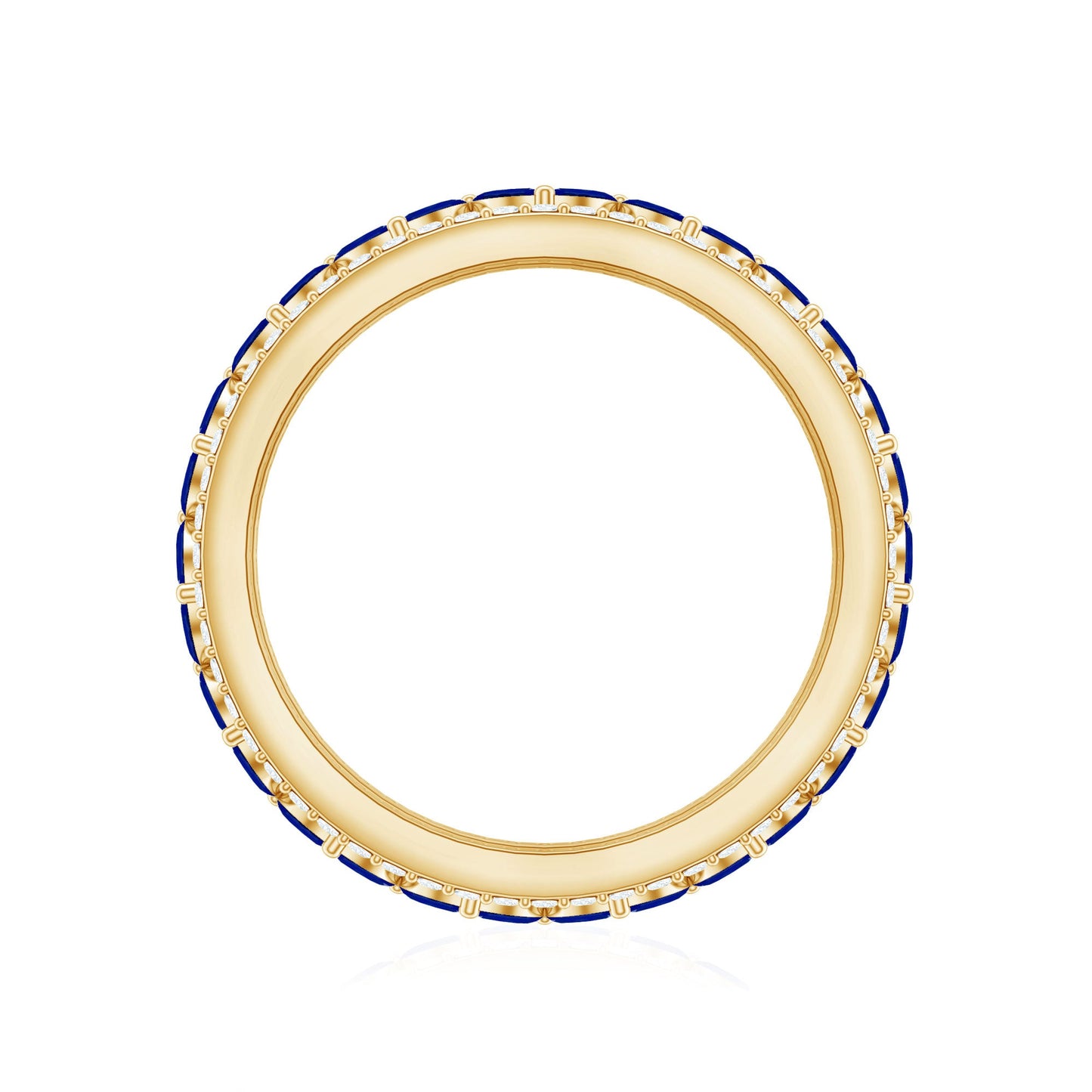 Marquise Lab Created Blue Sapphire and Diamond Wedding Band Ring