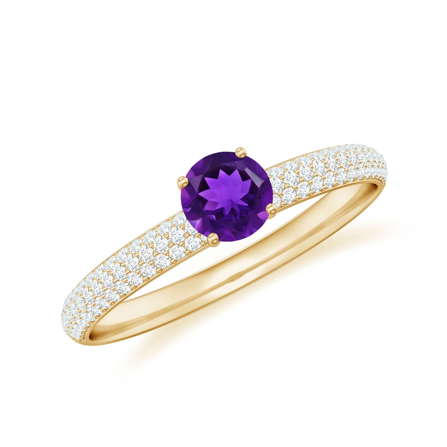 Natural Amethyst Engagement Ring with Diamond for Women