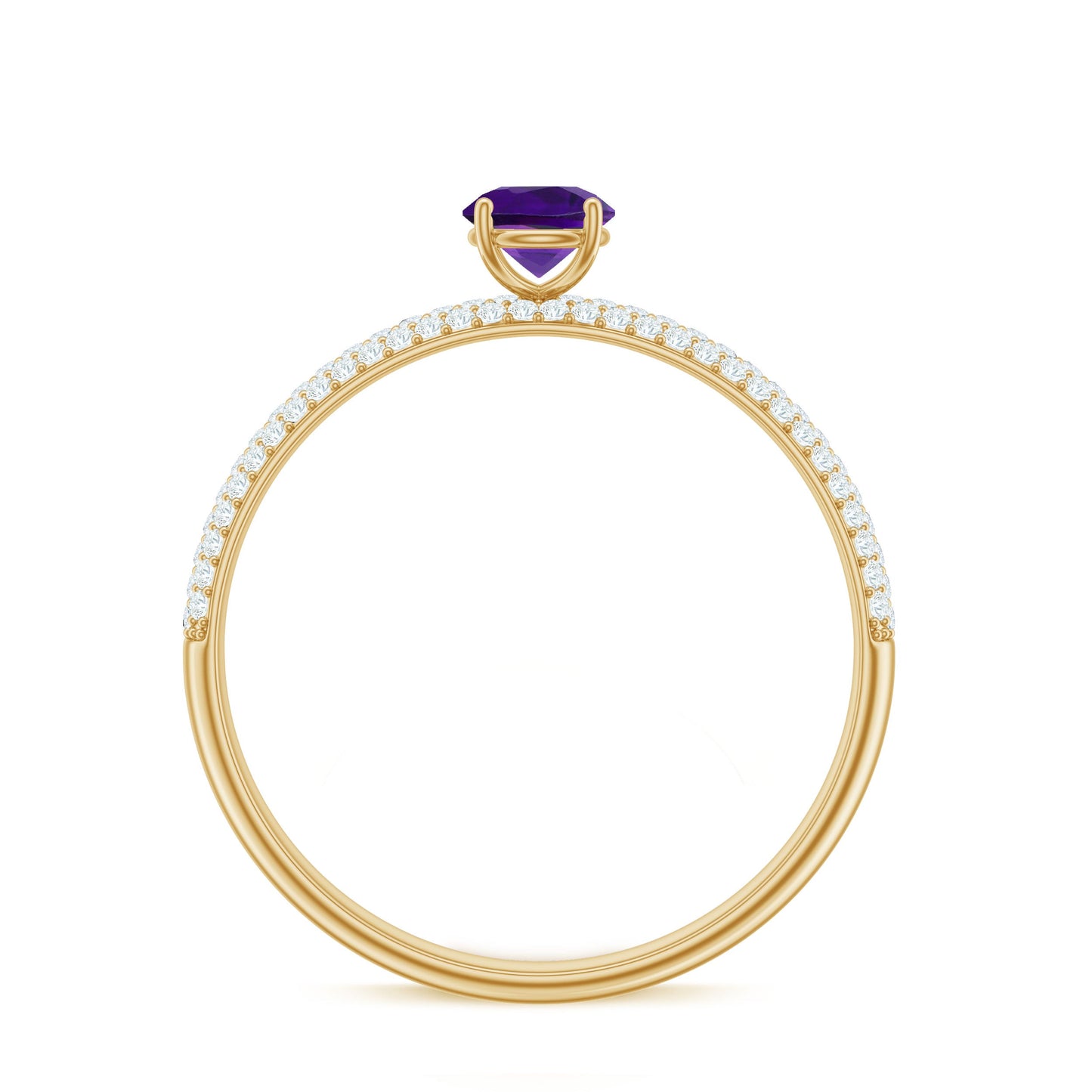 Natural Amethyst Engagement Ring with Diamond for Women
