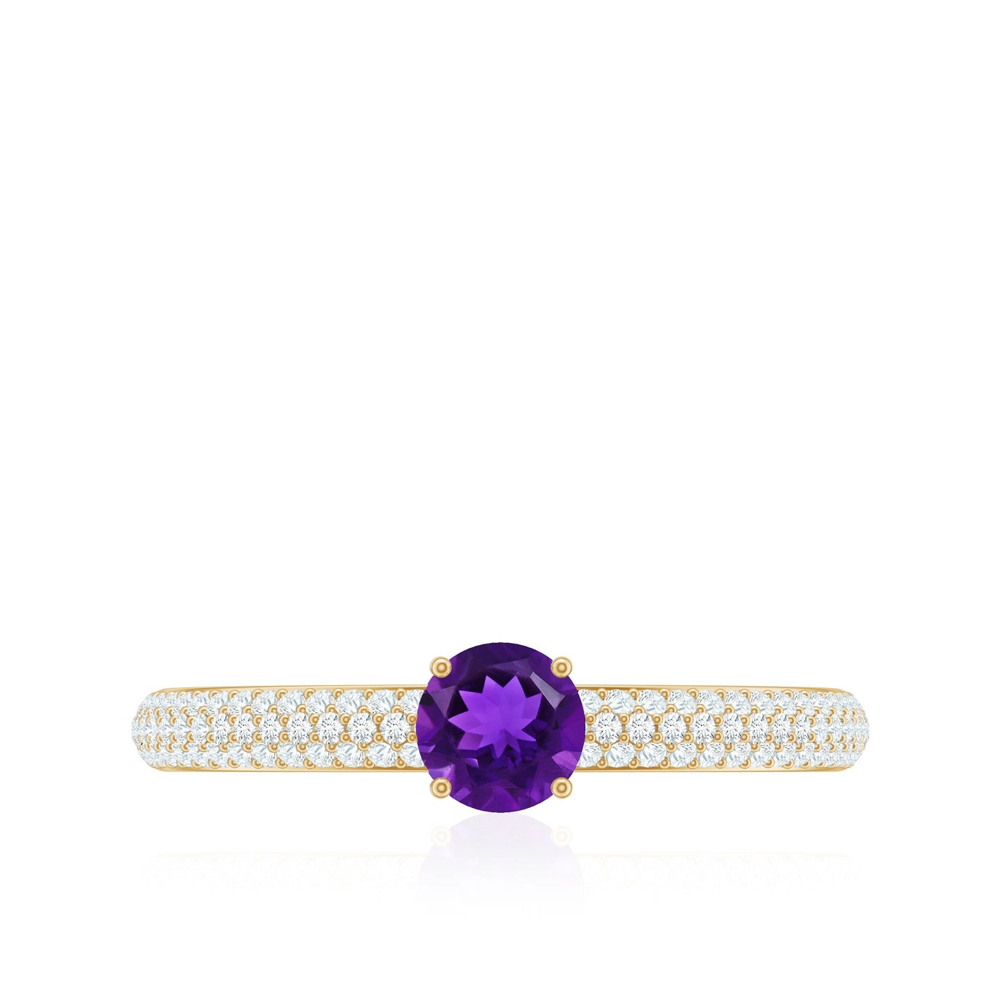 Natural Amethyst Engagement Ring with Diamond for Women