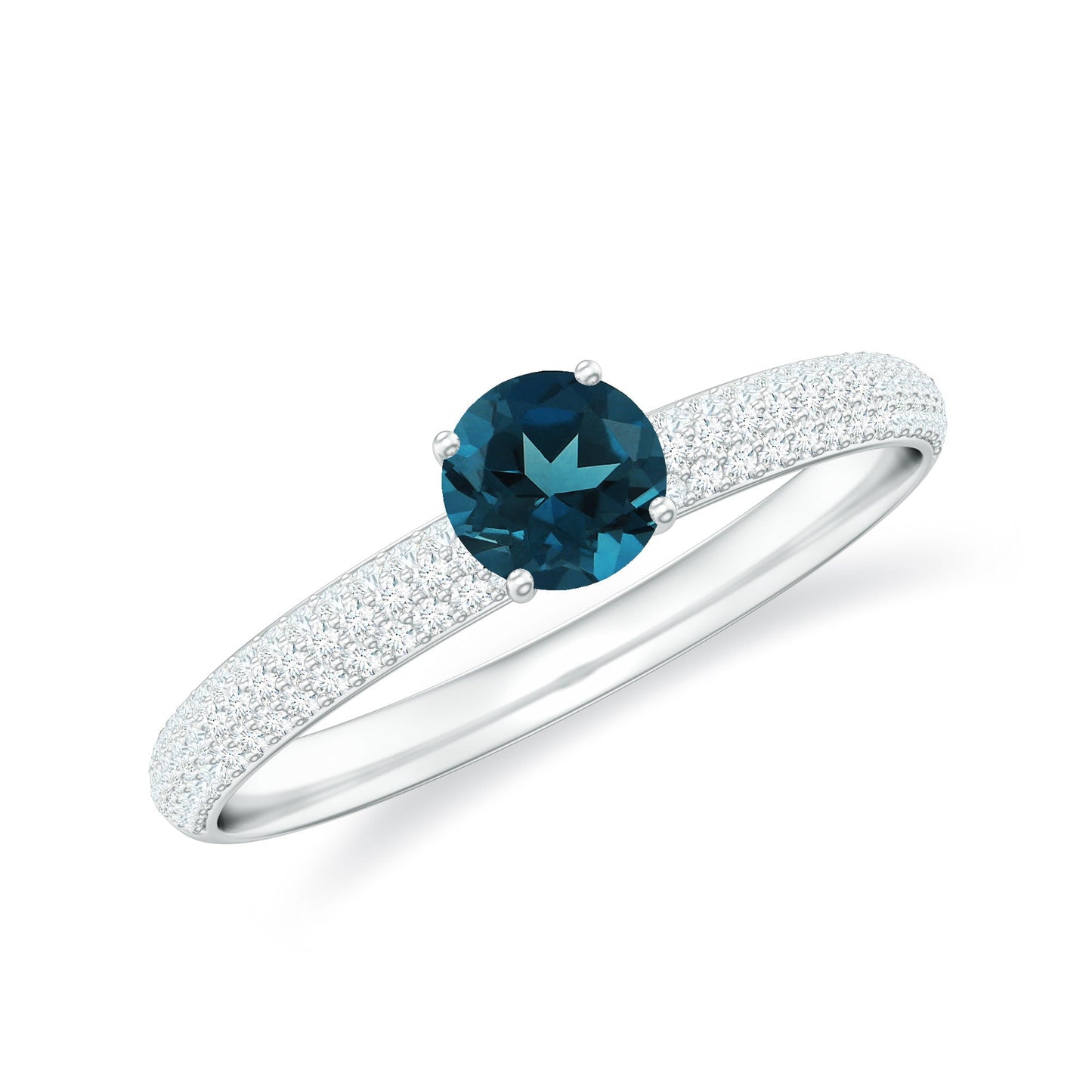 0.6 Carat London Blue Topaz Solitaire Promise Ring with Diamond