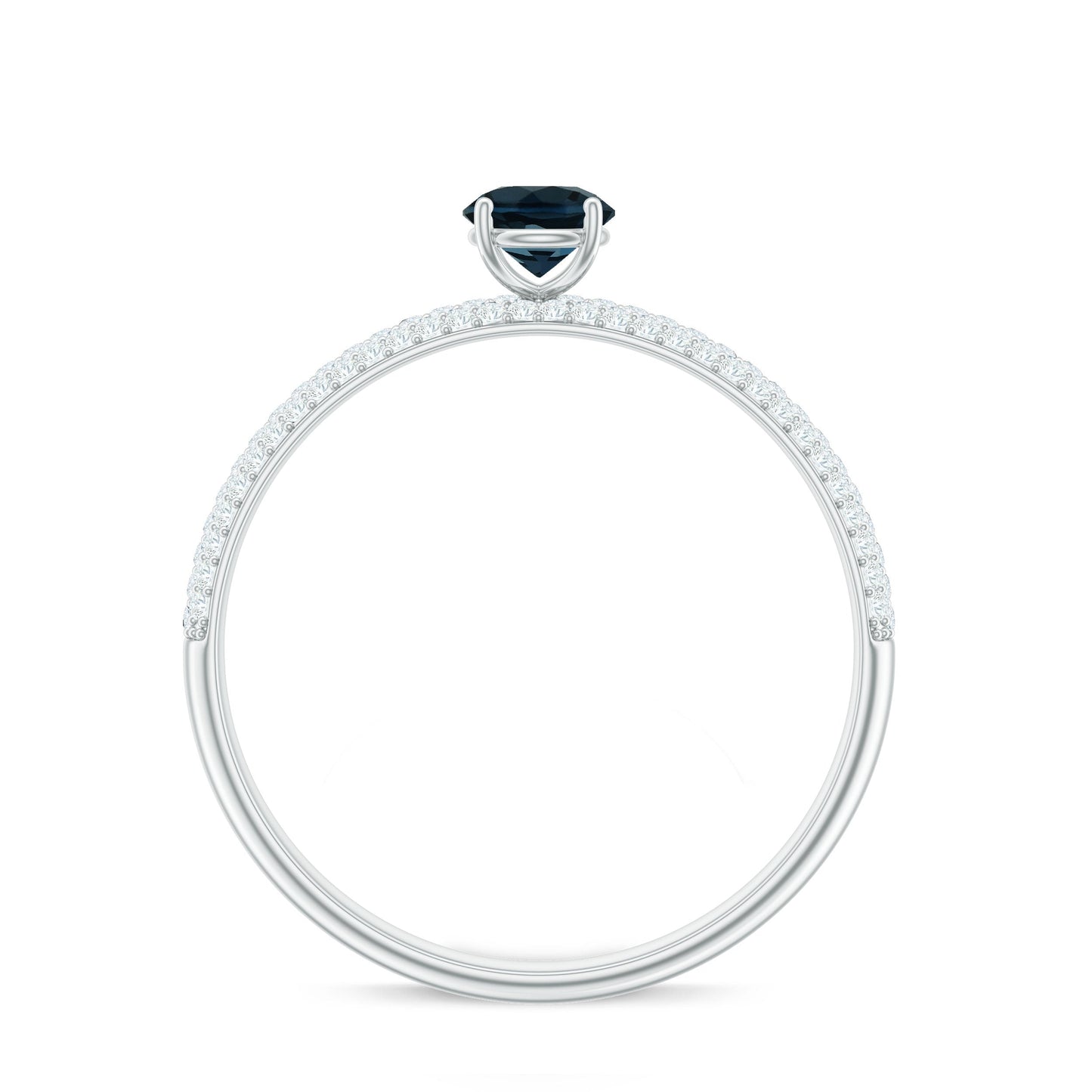 0.6 Carat London Blue Topaz Solitaire Promise Ring with Diamond
